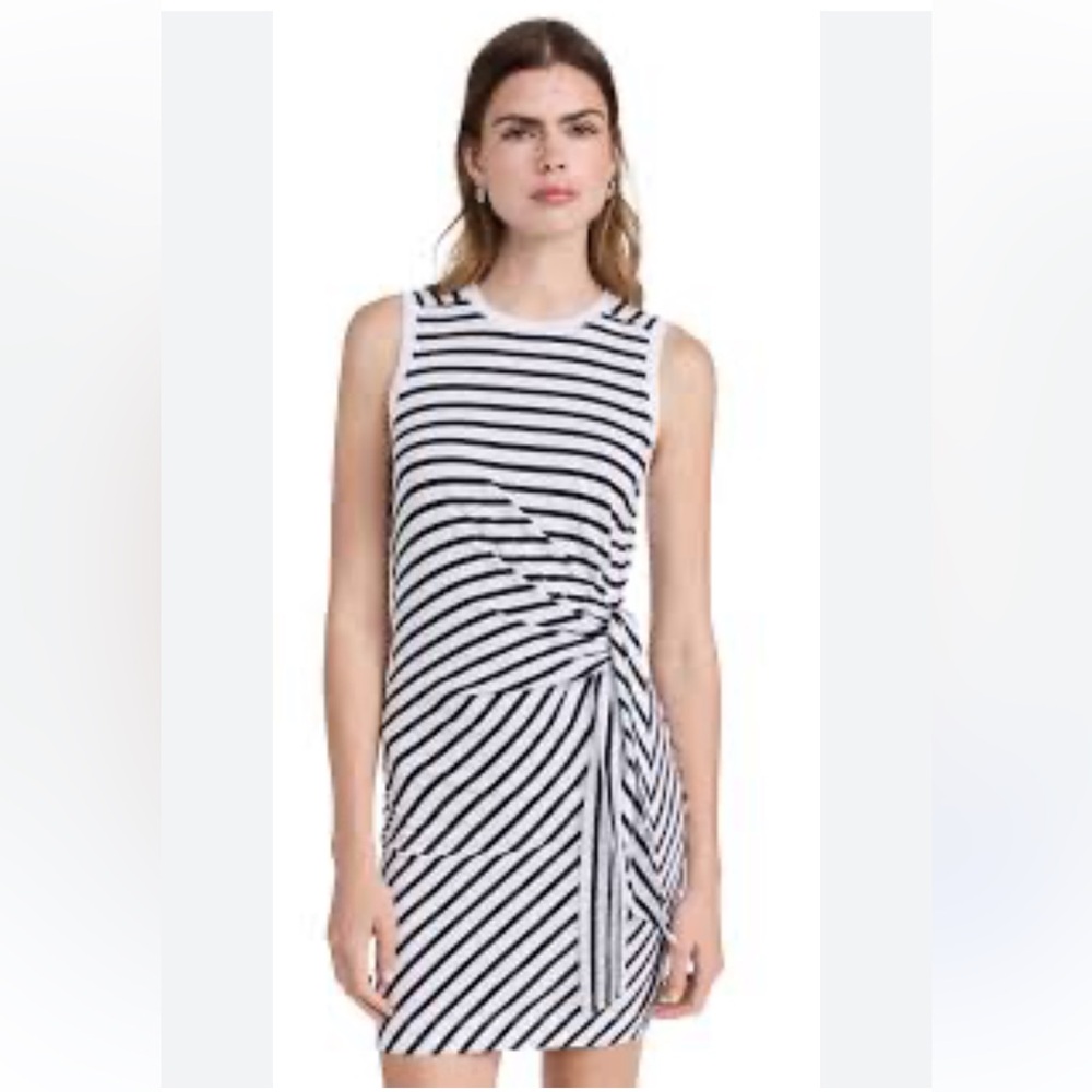 ATM Anthony Thomas Melillo NWT SZSP Classic Jersey Stripe Sleeveless Twist Dress